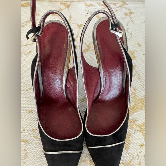 🔥🔥FINAL CLEARENCE🔥🔥 PRADA Vimtage Black Suede Leather Slingback Heel Pumps 4” - Picture 3 of 8